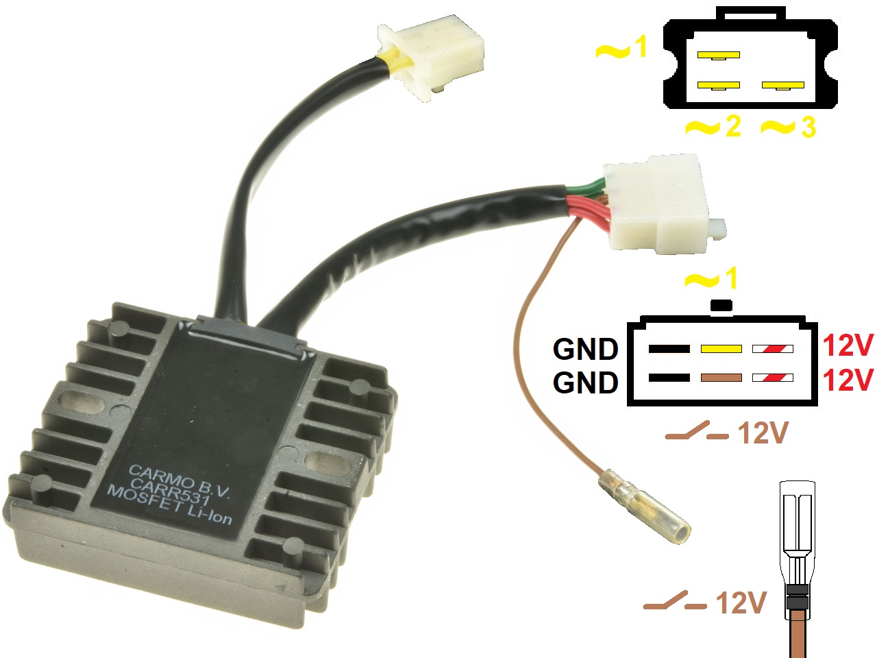 CARR531-Z1300-A4 Kawasaki Z1300 KZ1300 A4 MOSFET Spanningsregelaar gelijkrichter (SH541-12) - Clique na Imagem para Fechar